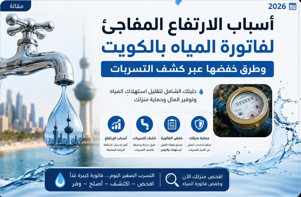 اسباب الاتفاع المفاجي لفاتوره المياه بالكويت وطرق خفضها عبر كشف التسربات